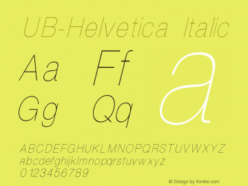 UB-Helvetica Condensed Thin Italic Version 2.001;PS 002.000;hotconv 1.0.38图片样张