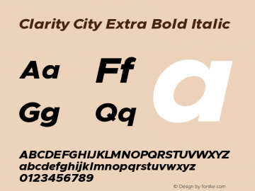 Clarity City Extra Bold Italic Version 1.000图片样张