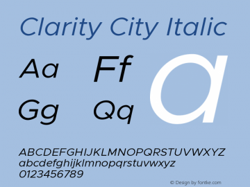 Clarity City Regular Italic Version 1.000图片样张