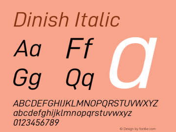 Dinish Italic Version 2.006; ttfautohint (v1.8.3)图片样张