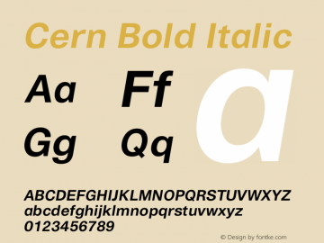 Cern Bold Italic Version 1.000;PS 001.000;hotconv 1.0.38图片样张
