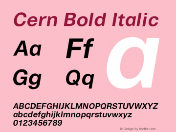 Cern Bold Italic Version 1.000;PS 001.000;hotconv 1.0.38图片样张