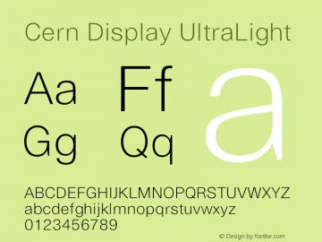 Cern Display UltraLight Version 1.000;PS 001.000;hotconv 1.0.38图片样张
