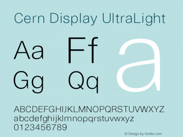 Cern Display UltraLight Version 1.000;PS 001.000;hotconv 1.0.38图片样张