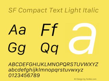 SF Compact Text Light Italic Version 17.0d12e1图片样张
