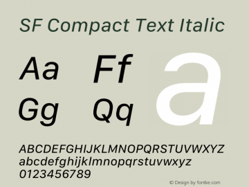 SF Compact Text Italic Version 17.0d12e1图片样张