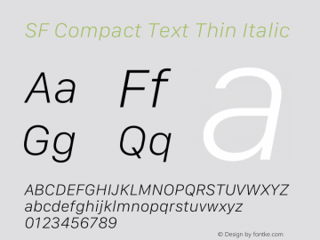 SF Compact Text Thin Italic Version 17.0d12e1图片样张