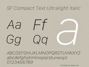 SF Compact Text Ultralight Italic Version 17.0d12e1图片样张