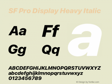 SF Pro Display Heavy Italic Version 17.0d12e1图片样张