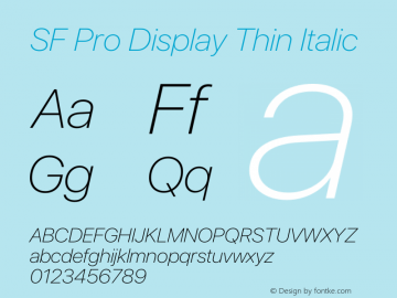 SF Pro Display Thin Italic Version 17.0d12e1图片样张