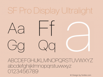 SF Pro Display Ultralight Version 17.0d12e1图片样张