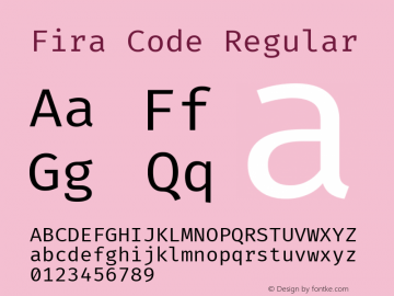 Fira Code Regular Version 6.002图片样张