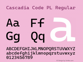 Cascadia Code PL Regular Version 2111.001图片样张
