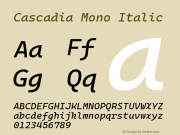 Cascadia Mono Italic Version 2111.001图片样张