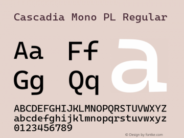 Cascadia Mono PL Regular Version 2111.001图片样张