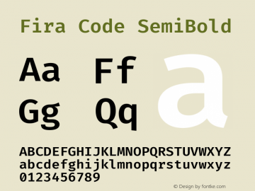 Fira Code SemiBold Version 6.002图片样张
