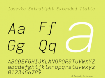 Iosevka Extralight Extended Italic Version 11.2.1; ttfautohint (v1.8.3)图片样张