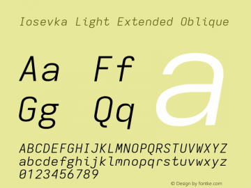 Iosevka Light Extended Oblique Version 11.2.1; ttfautohint (v1.8.3)图片样张