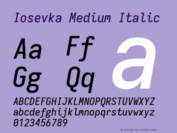 Iosevka Medium Italic Version 11.2.1; ttfautohint (v1.8.3)图片样张