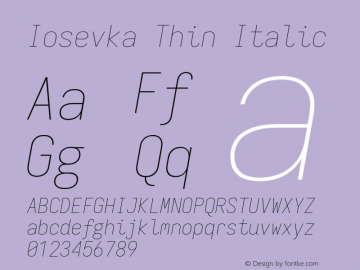 Iosevka Thin Italic Version 11.2.1; ttfautohint (v1.8.3)图片样张