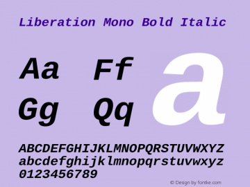 Liberation Mono Bold Italic Version 2.1.1图片样张