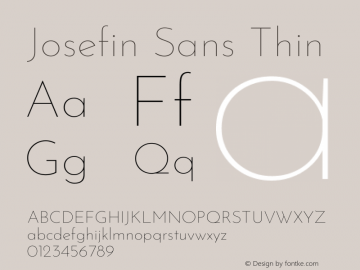 Josefin Sans Thin Version 2.000图片样张