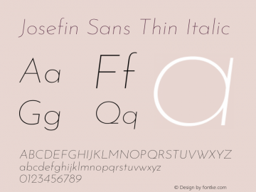 Josefin Sans Thin Italic Version 2.000图片样张