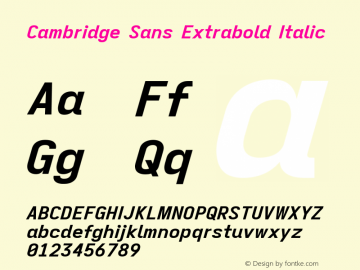 Cambridge Sans Extrabold Italic Version 11.2.2; ttfautohint (v1.8.4)图片样张