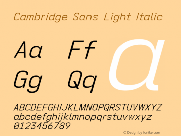 Cambridge Sans Light Italic Version 11.2.2; ttfautohint (v1.8.4)图片样张