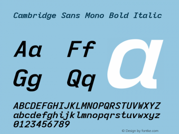 Cambridge Sans Mono Bold Italic Version 11.2.2; ttfautohint (v1.8.4)图片样张