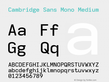 Cambridge Sans Mono Medium Version 11.2.2; ttfautohint (v1.8.4)图片样张