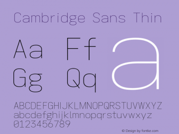 Cambridge Sans Thin Version 11.2.2; ttfautohint (v1.8.4)图片样张