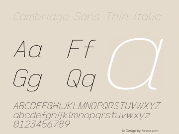 Cambridge Sans Thin Italic Version 11.2.2; ttfautohint (v1.8.4)图片样张