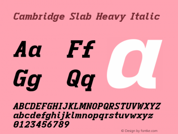 Cambridge Slab Heavy Italic Version 11.2.2; ttfautohint (v1.8.4)图片样张