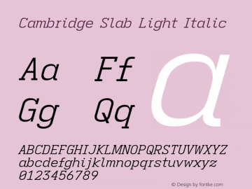 Cambridge Slab Light Italic Version 11.2.2; ttfautohint (v1.8.4)图片样张
