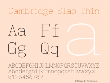Cambridge Slab Thin Version 11.2.2; ttfautohint (v1.8.4)图片样张