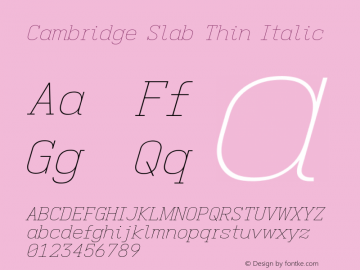 Cambridge Slab Thin Italic Version 11.2.2; ttfautohint (v1.8.4)图片样张