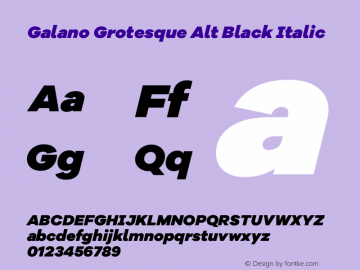 Galano Grotesque Alt Black Italic Version 1.000;PS 001.000;hotconv 1.0.70;makeotf.lib2.5.58329图片样张