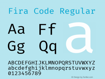 Fira Code Regular Version 6.001图片样张
