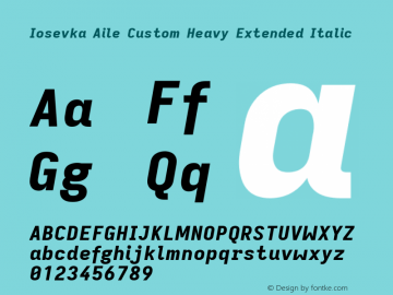 Iosevka Aile Custom Heavy Extended Italic Version 11.2.2图片样张