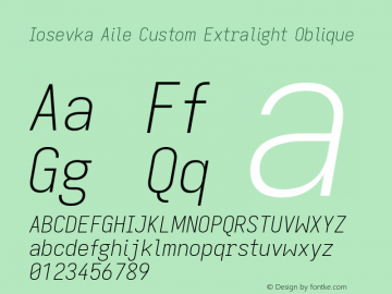 Iosevka Aile Custom Extralight Oblique Version 11.2.2图片样张