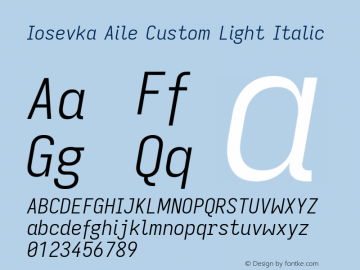 Iosevka Aile Custom Light Italic Version 11.2.2图片样张