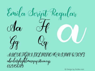 Emila Script Version 1.00;September 10, 2021;FontCreator 11.5.0.2430 64-bit图片样张