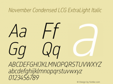 November Condensed LCG ExtraLight Italic Version 2.067图片样张