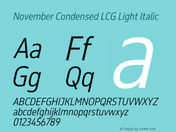 November Condensed LCG Light Italic Version 2.067图片样张