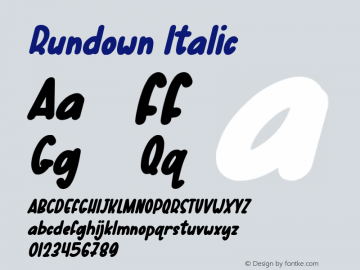 Rundown Italic Version 1.00;October 10, 2021;FontCreator 13.0.0.2683 64-bit图片样张