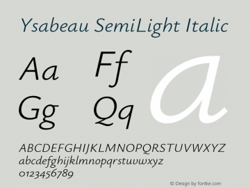 Ysabeau SemiLight Italic Version 0.023图片样张