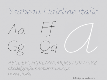 Ysabeau Hairline Italic Version 0.023;FEAKit 1.0图片样张