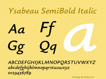 Ysabeau SemiBold Italic Version 0.023;FEAKit 1.0图片样张