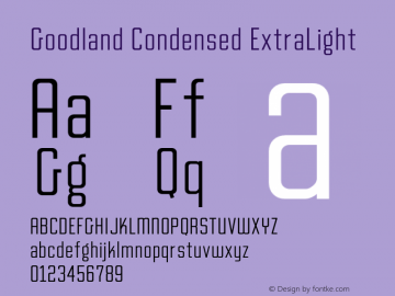 Goodland Condensed ExtraLight Version 1.000;hotconv 1.0.109;makeotfexe 2.5.65596图片样张
